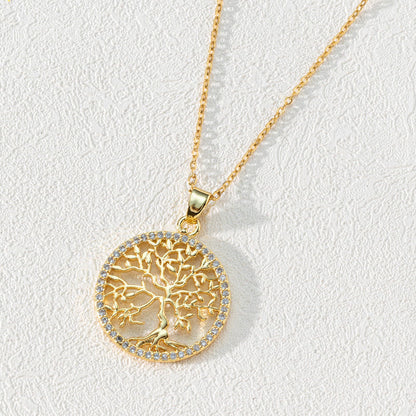 Sparkling Silver Tree of Life Pendant Necklace - Pexav