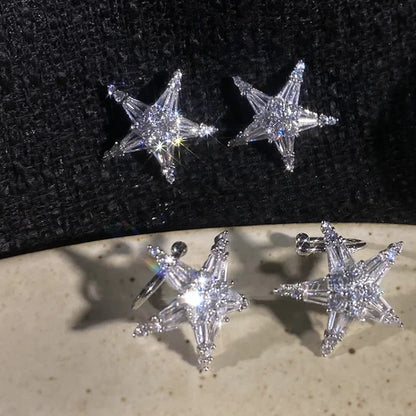 Zirconia Ster Earrings/Ear Cuff - Lyric-Earrings-Nora Luxe