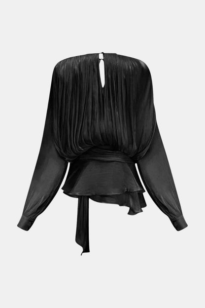 Image of Zoe | Women's Tie Neck Long Sleeve Mini Dress