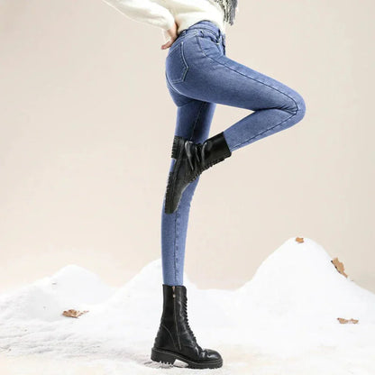 Warm Thermal High-Waist Women's Winter Jeans