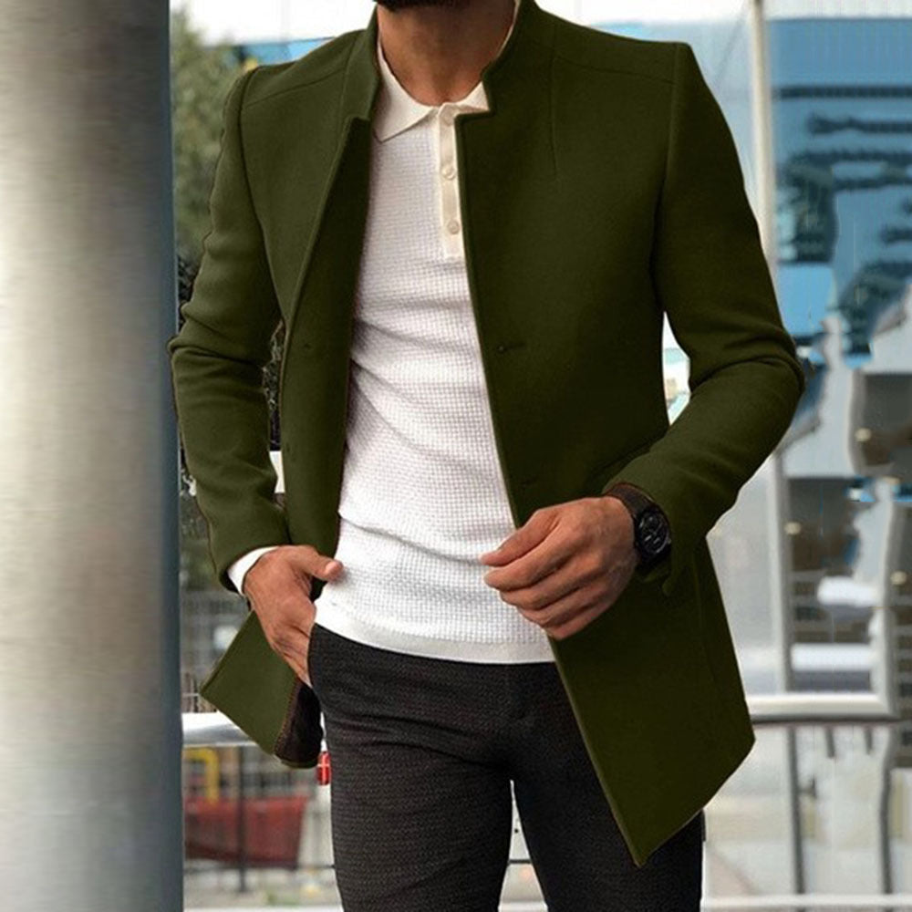 Slim Fit Men's Mandarin Collar Coat