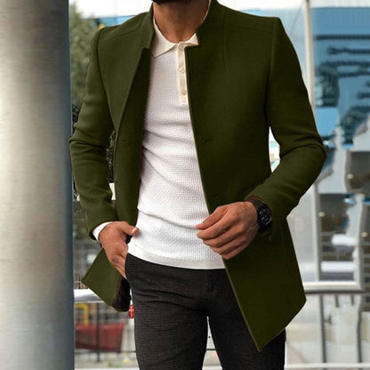 Slim Fit Men's Mandarin Collar Coat