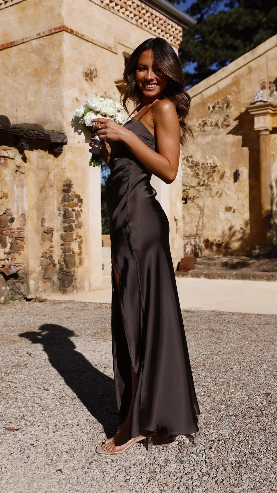 Women's Elegant V Neck Maxi Dress with Spaghetti Straps